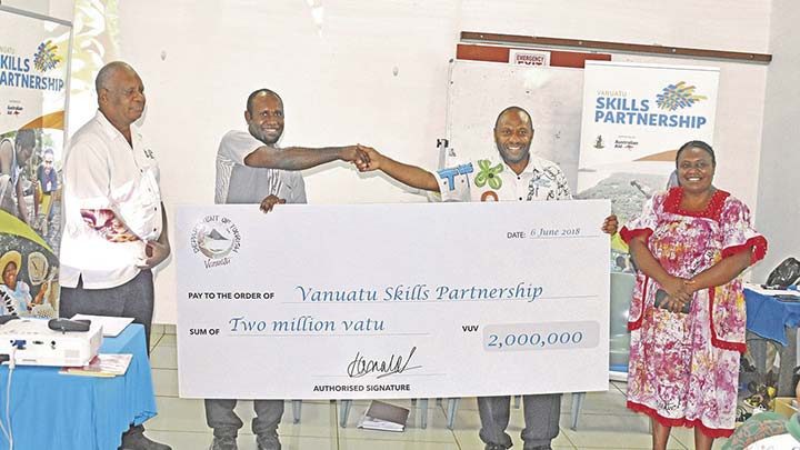 Presentation of the Vt2million contribution from the Department of Tourism to Vanuatu Skills Partnership