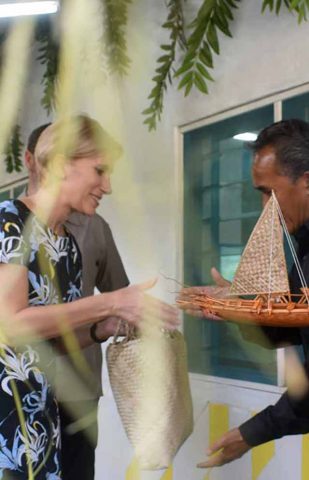 Gift Giving by SG of Malampa province during the opening of the Malampa Handicraft Centre to the Australian High Commissioner