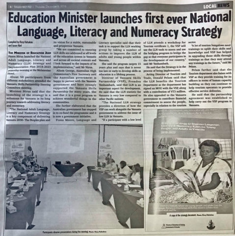 National Strategy to Improve Language, Literacy & Numeracy Rates for Young People and Adults in Vanuatu | 2018 - 2030