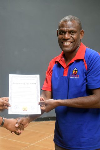 Presentation of the Tour Guide certificate to participants at Entani, Tanna