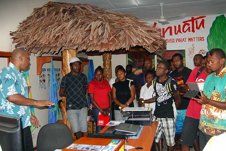Students learning tourism skills