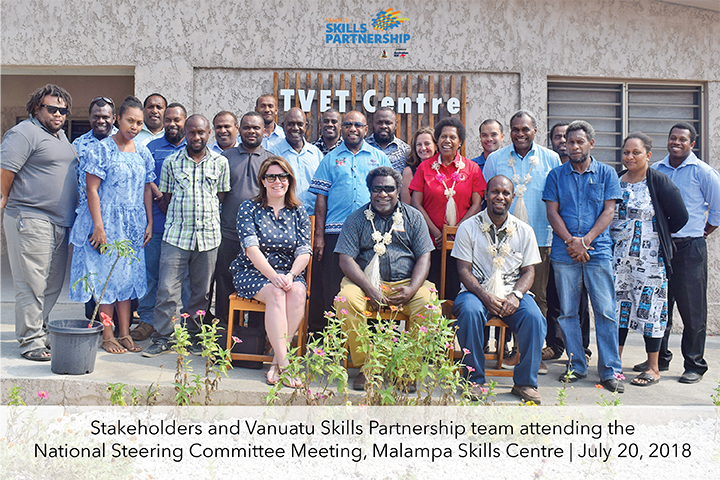 Stakeholders and Vanuatu Skills Partnership team attending the Steering Committee Meeting